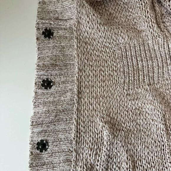 Eddie Bauer Chunky Knit Shawl Collar Cardigan Sweater Tan Beige Size Large - Picture 8 of 16